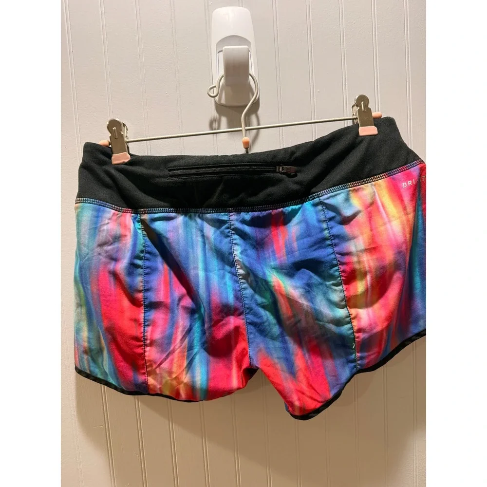 Nike Dri-FIT Women Running Shorts Small Multi-Color Abstract Tie‎ Dye Athletic